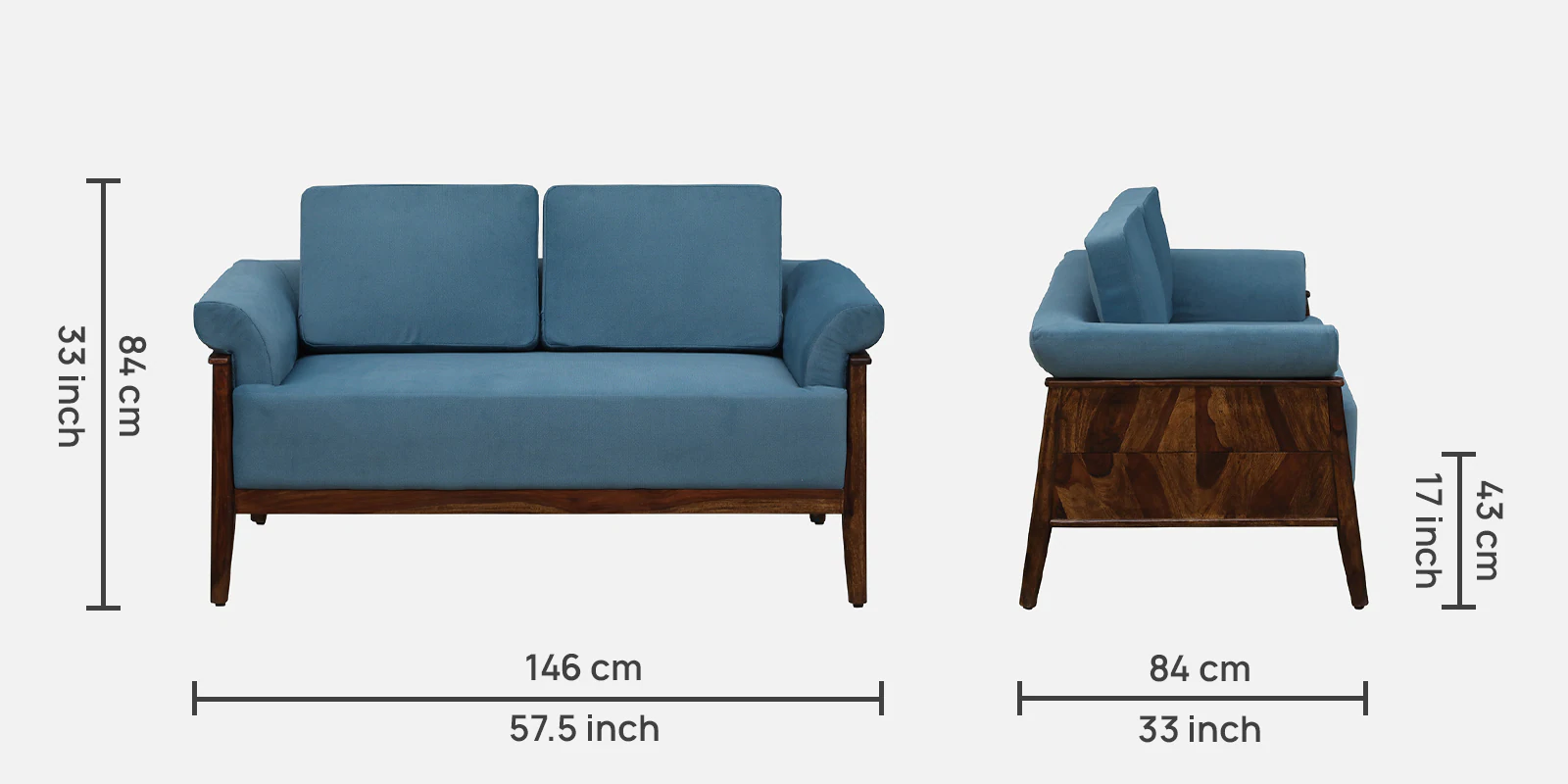 Oakshire Luxury Sheesham Wood 2 Seater Sofa in Honey Oak Finish - Image 4