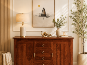 Oakshire Premium Solid Wood Cabinet with Dual Door Storage