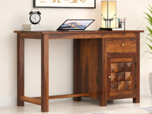 Oakshire Premium Wooden Study Table with Open Storage Shelf in Natural Finish