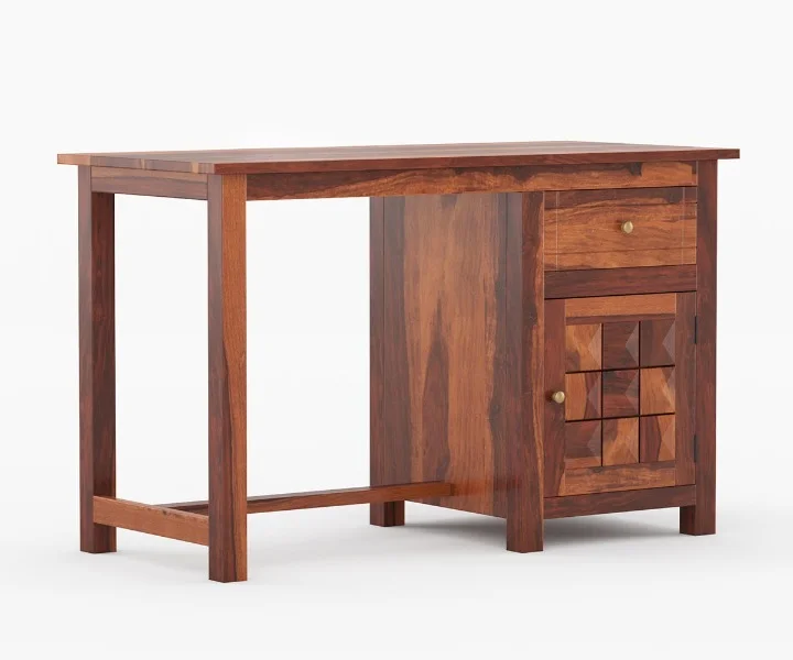 Oakshire Premium Wooden Study Table with Open Storage Shelf in Natural Finish - Image 3