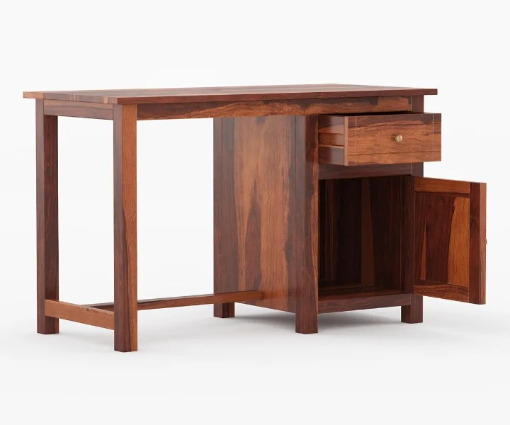 Oakshire Premium Wooden Study Table with Open Storage Shelf in Natural Finish - Image 5