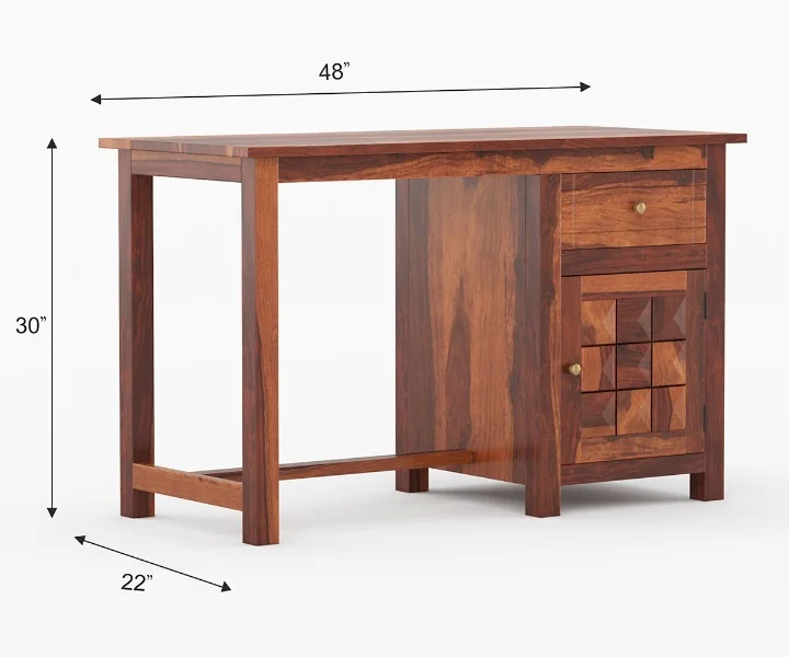 Oakshire Premium Wooden Study Table with Open Storage Shelf in Natural Finish - Image 6
