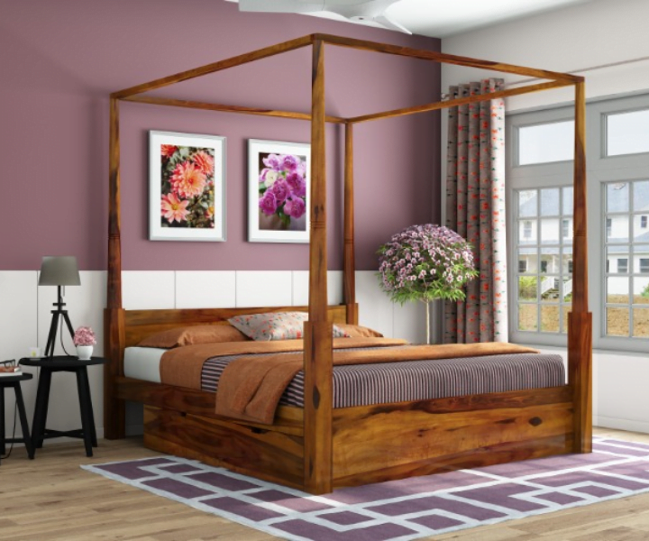 Cambridge Premium Solid Sheesham Wood Four Poster Bed