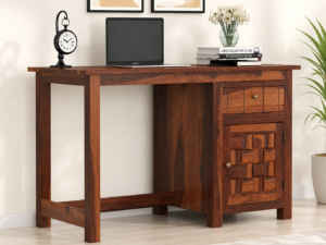 Orlena Handcrafted Sheesham Wood Writing Desk in Natural Teak Finish