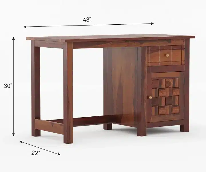 Orlena Handcrafted Sheesham Wood Writing Desk in Natural Teak Finish - Image 6