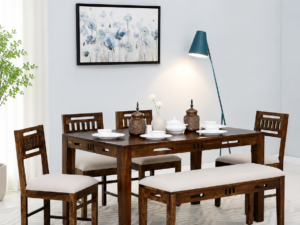 Orlena Solid Sheesham Wood 6 Seater Family Dining Set