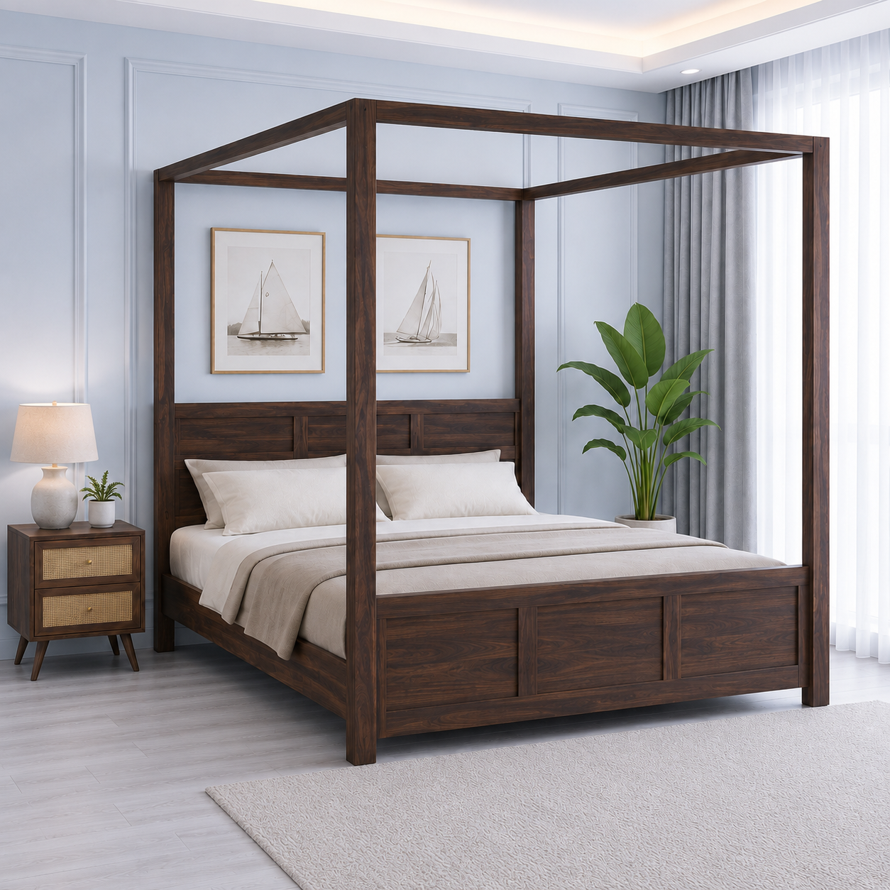 Orlena Solid Sheesham Wood Bunk Bed in Rustic Teak Finish