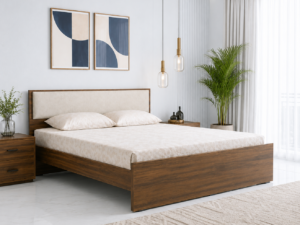 Orlena Solid Sheesham Wood Platform Bed in Provincial Teak Finish