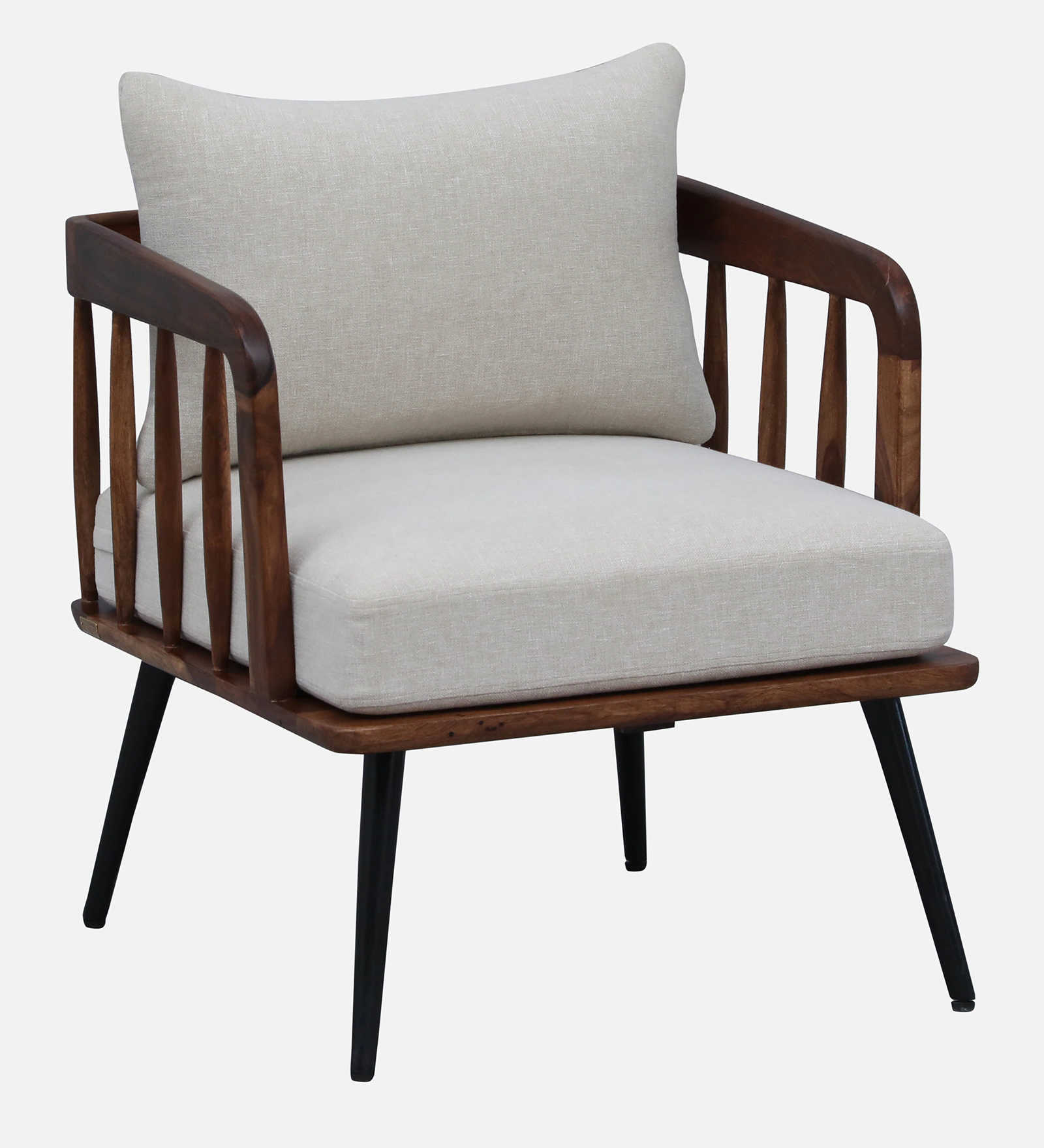 Orlena Solid Wood Accent 1 Seater Sofa in Provincial Teak Finish - Image 3