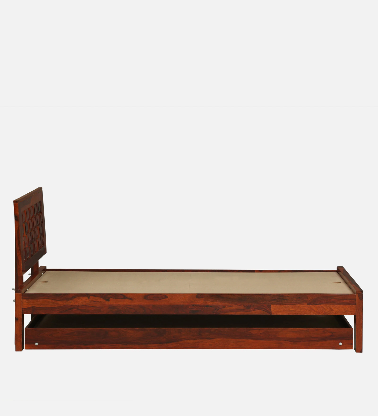 Orlena Solid Sheesham Wood Single Bed in Premium Walnut Finish - Image 6