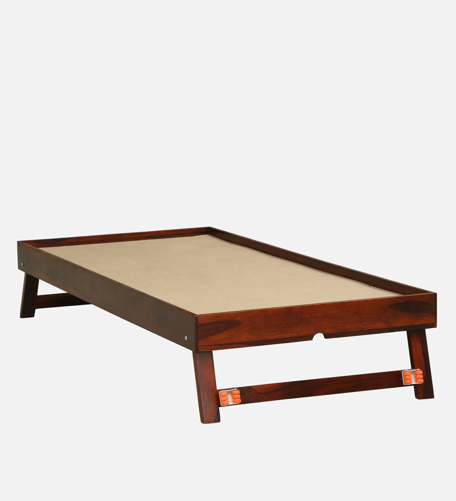 Orlena Solid Sheesham Wood Single Bed in Premium Walnut Finish - Image 7