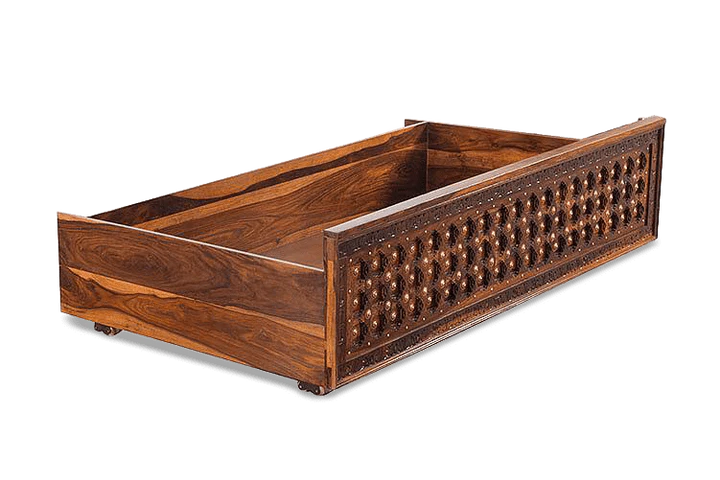 Orvella Sheesham Wood Bed With Box Storage in Mahogany Finish - Image 5
