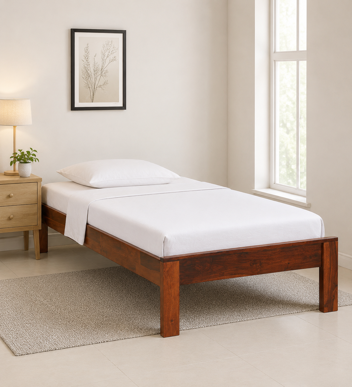 Oslo Premium Single Bed Crafted from Solid Sheesham Wood
