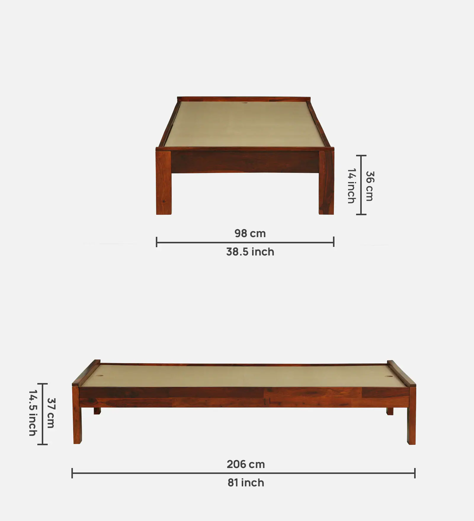 Oslo Premium Single Bed Crafted from Solid Sheesham Wood - Image 2