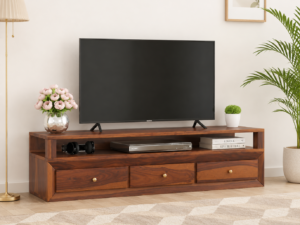 Porto Contemporary Solid Sheesham Wood TV Unit
