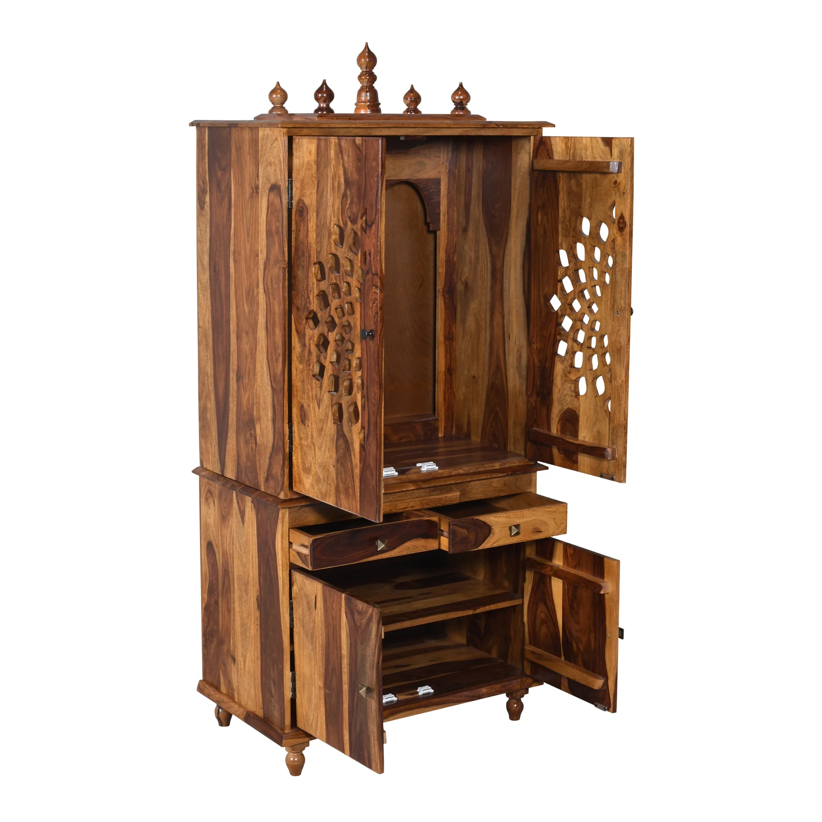 Prarthana Elegant Solid Sheesham Wood Pooja Mandir - Image 4