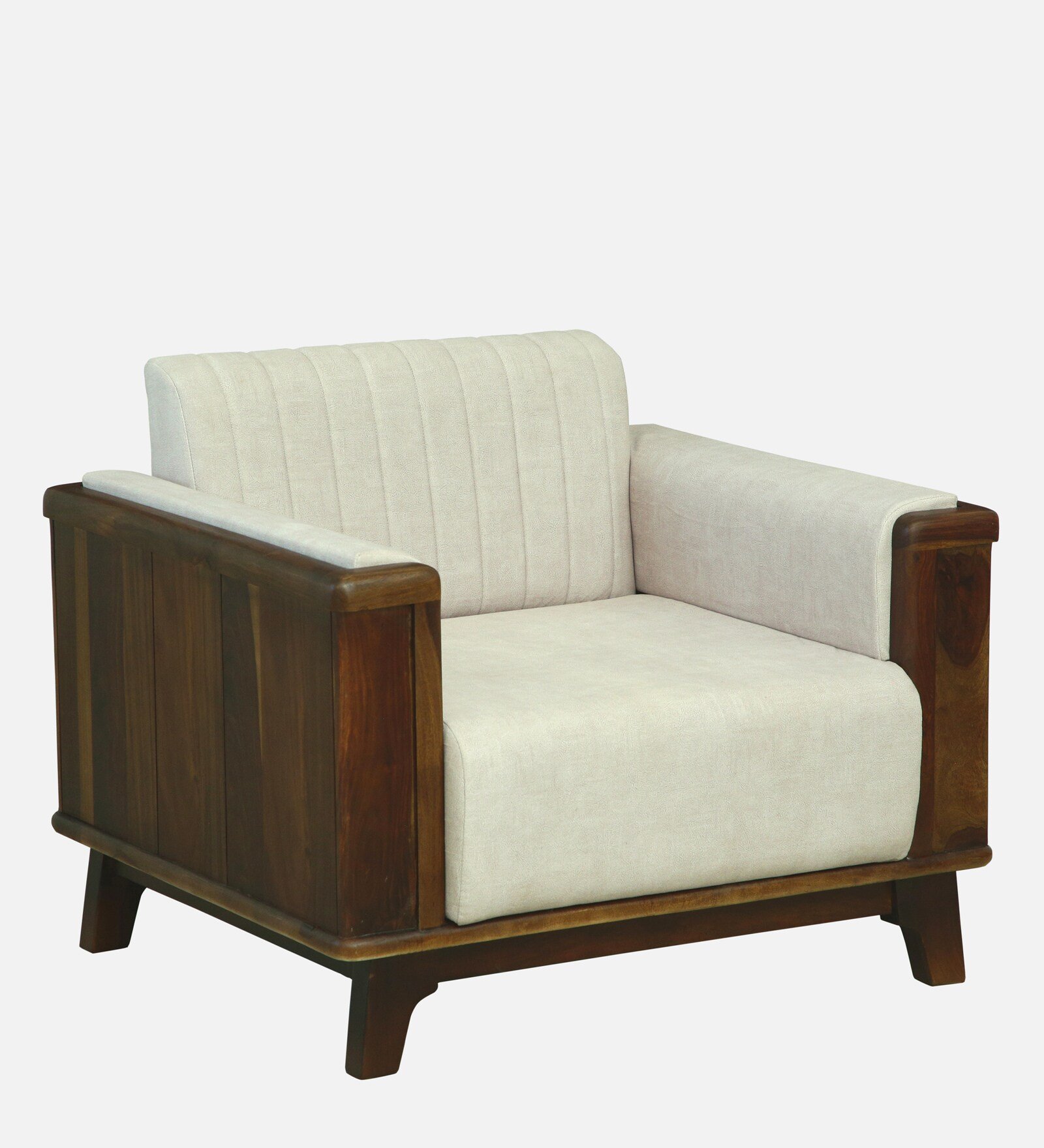Premium Designer Solid Wood 1 Seater Sofa with Elegant Fabric Finish - Image 4