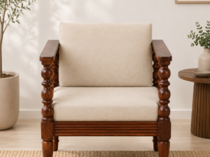 Premium Handcrafted Wooden 1 Seater Sofa for Contemporary Home Décor