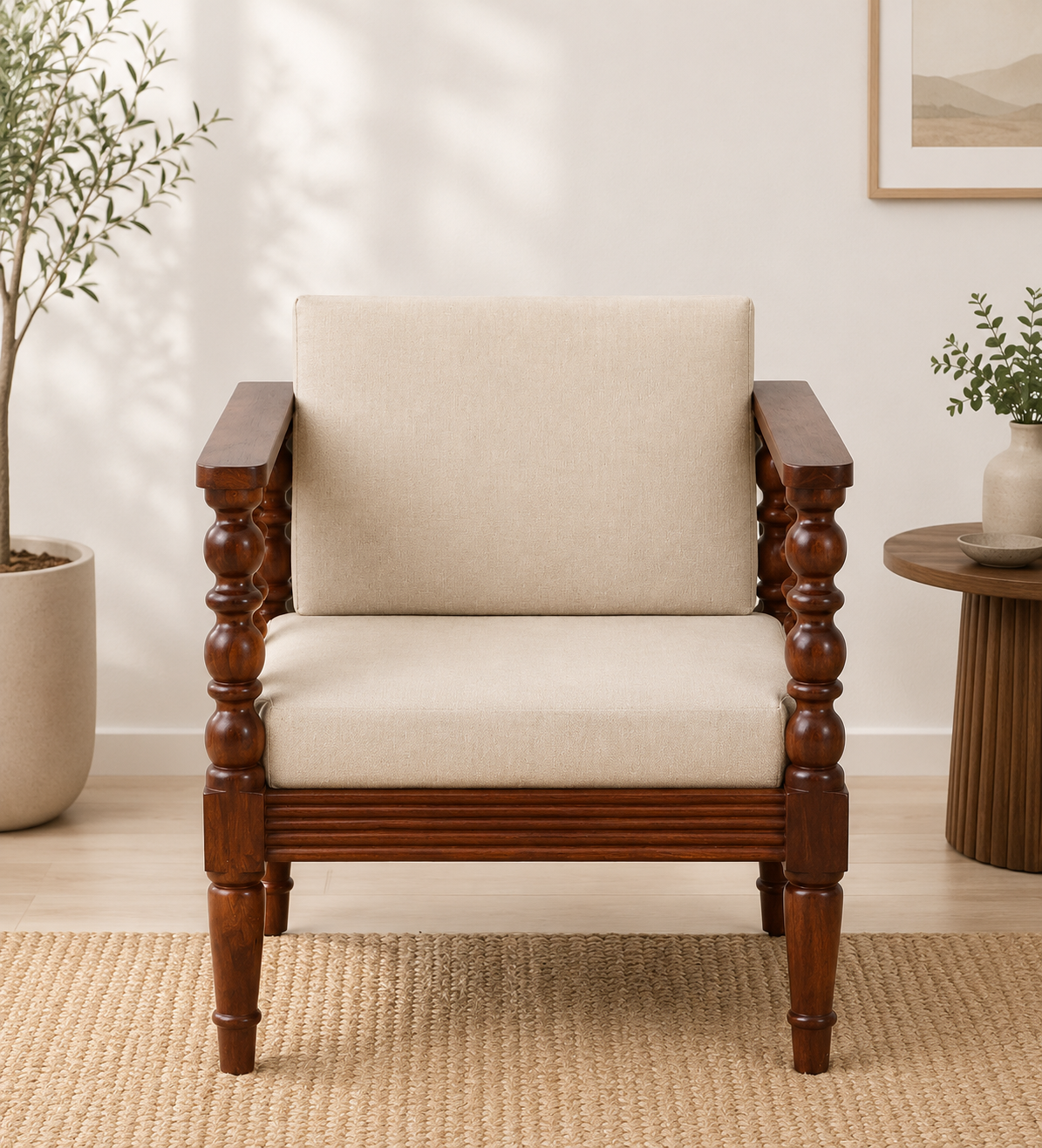 Premium Handcrafted Wooden 1 Seater Sofa for Contemporary Home Décor