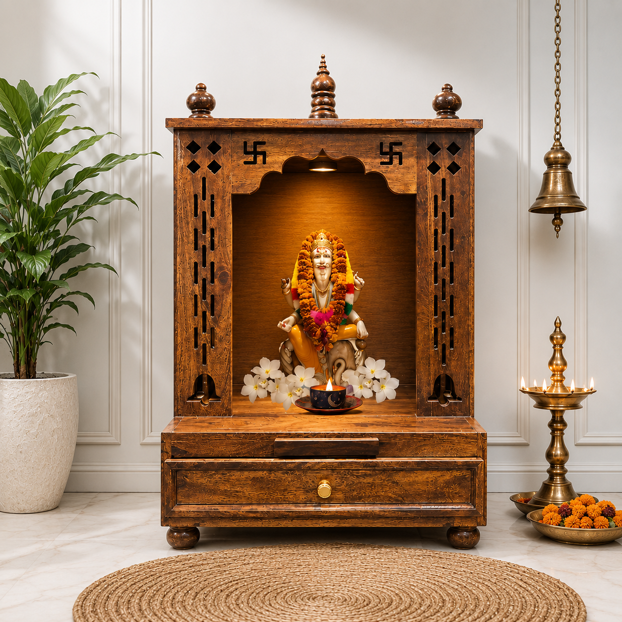 Premium Handcrafted Wooden Pooja Mandir with Elegant Traditional Design