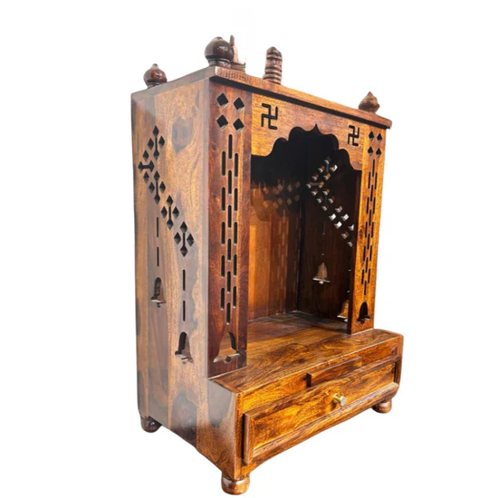 Premium Handcrafted Wooden Pooja Mandir with Elegant Traditional Design - Image 2
