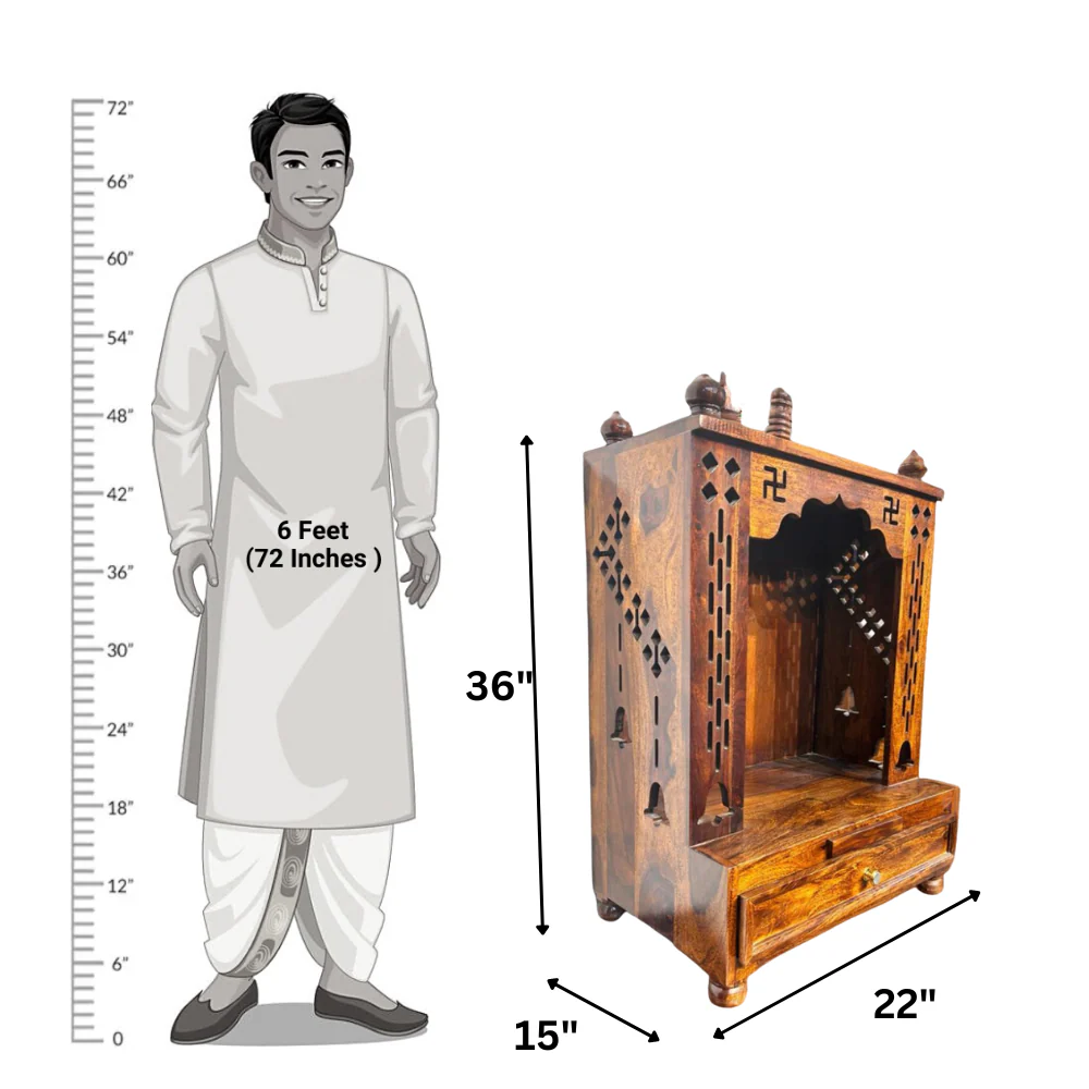 Premium Handcrafted Wooden Pooja Mandir with Elegant Traditional Design - Image 5