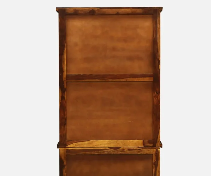 Premium Natural Sheesham Wooden Wardrobe with Shelves - Image 5