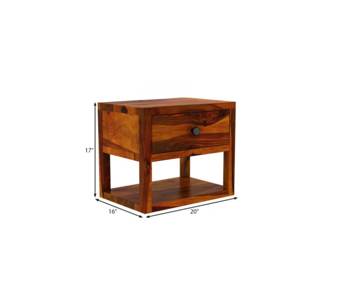 Premium Solid Sheesham Wood Bedside Cabinet - Image 4