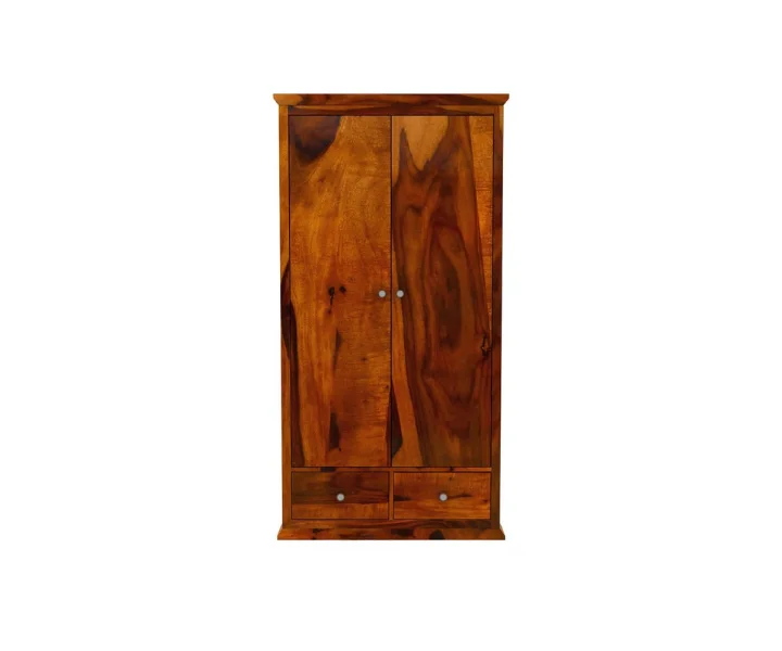 Premium Solid Sheesham Wooden Wardrobe with Hanging Space - Image 2