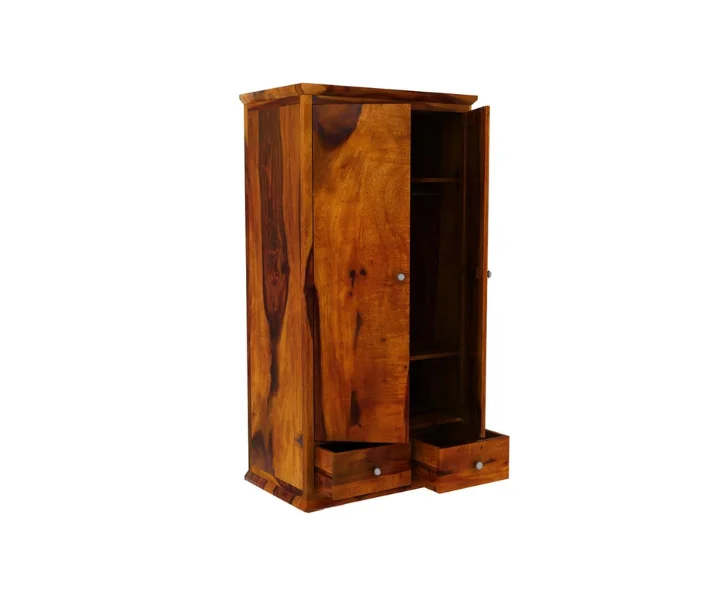 Premium Solid Sheesham Wooden Wardrobe with Hanging Space - Image 3