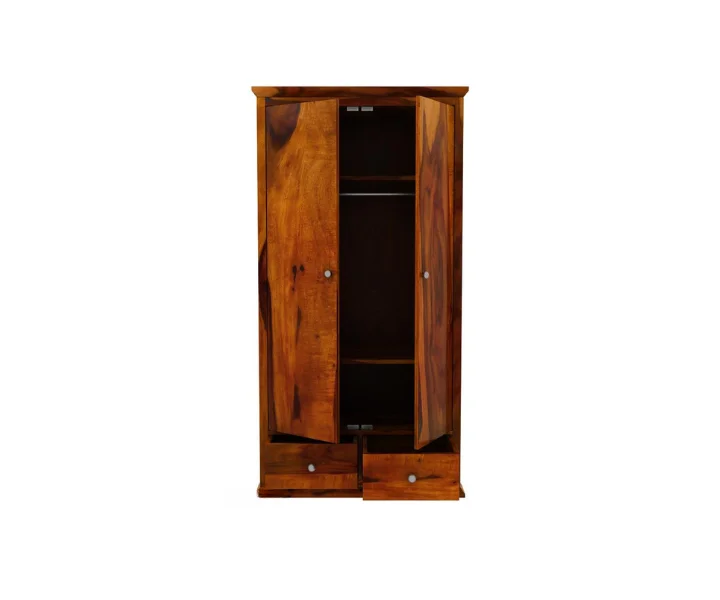 Premium Solid Sheesham Wooden Wardrobe with Hanging Space - Image 4