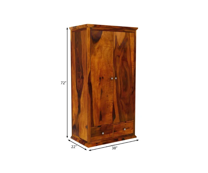Premium Solid Sheesham Wooden Wardrobe with Hanging Space - Image 5