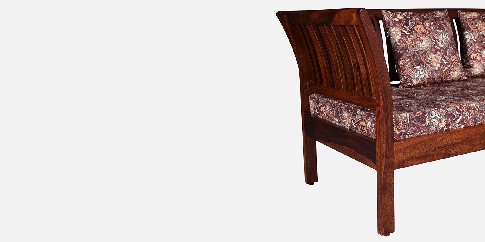 Premium Wooden Strong Sheesham Wood 2 Seater Sofa with Soft Fabric Upholstery - Image 2