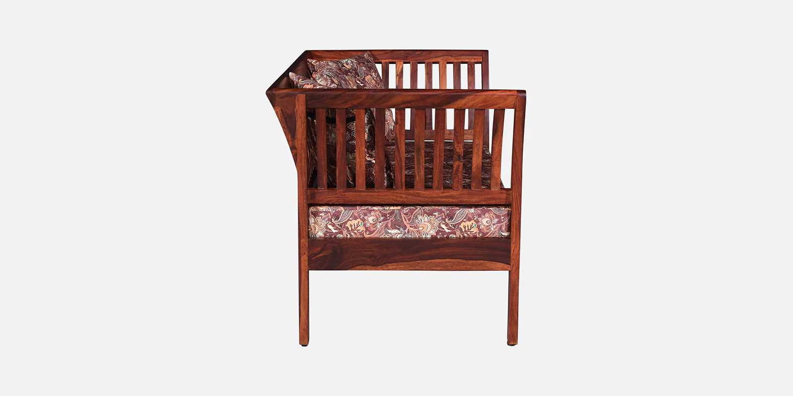 Premium Wooden Strong Sheesham Wood 2 Seater Sofa with Soft Fabric Upholstery - Image 5