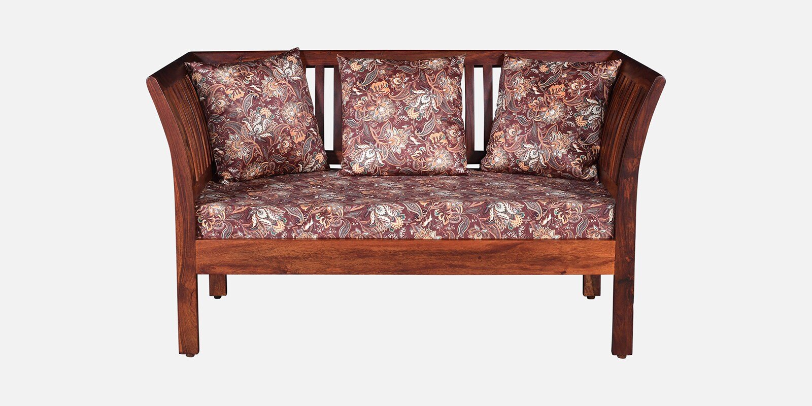 Premium Wooden Strong Sheesham Wood 2 Seater Sofa with Soft Fabric Upholstery - Image 8