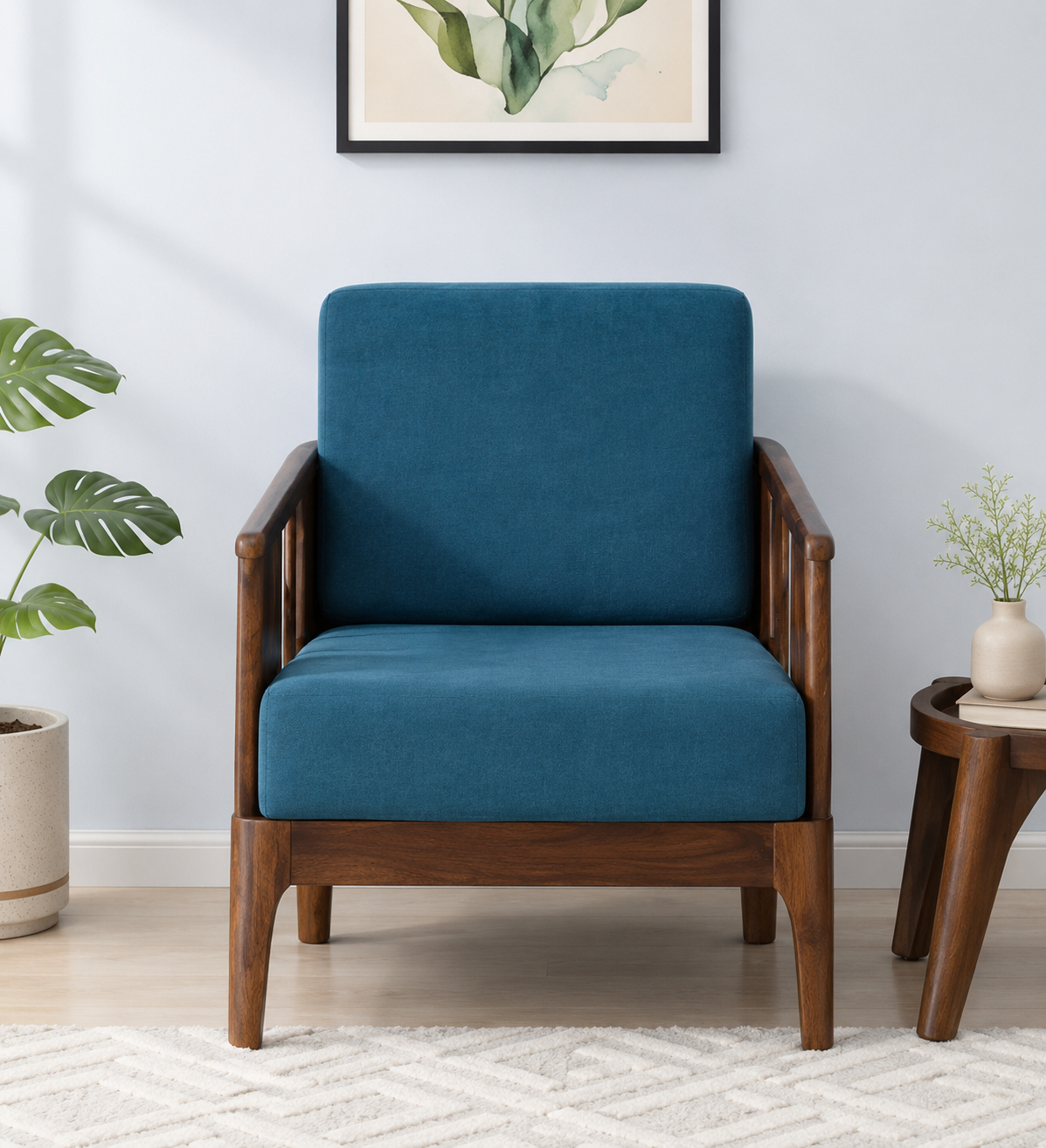 Premium Wooden Strong Sheesham Wood Single Seater Sofa for Living Room
