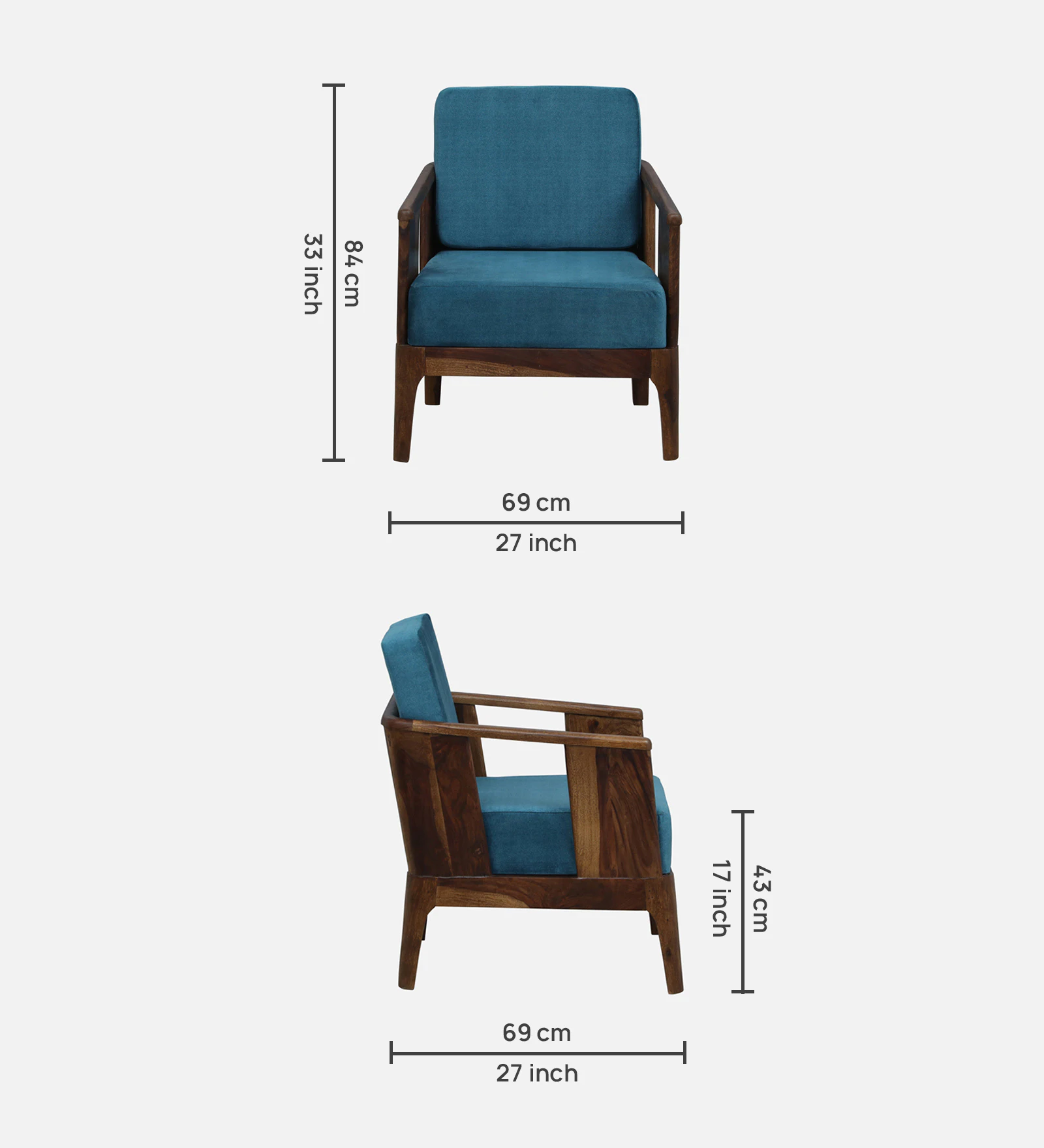 Premium Wooden Strong Sheesham Wood Single Seater Sofa for Living Room - Image 5