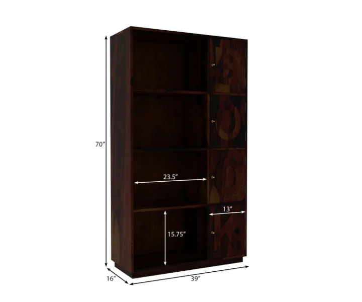 Prestige Handcrafted Solid Sheesham Wood Bookshelf with Open Display Shelves - Image 2