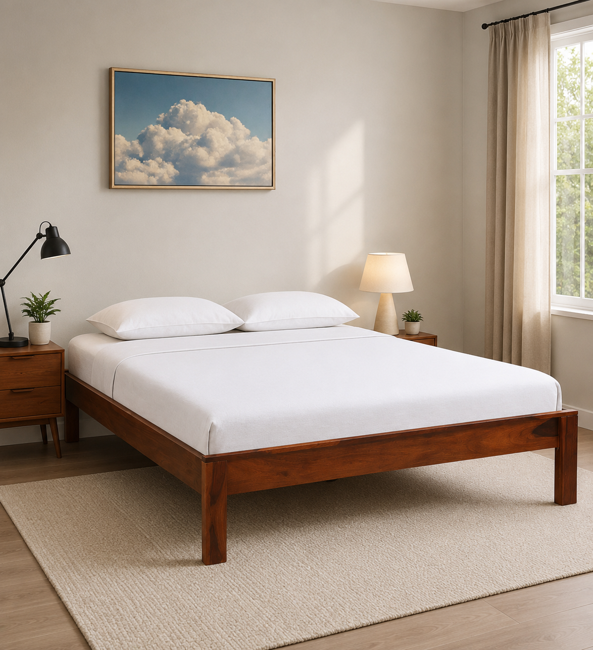 Prestoria Elegant Solid Sheesham Wood Bed with Modern Appeal