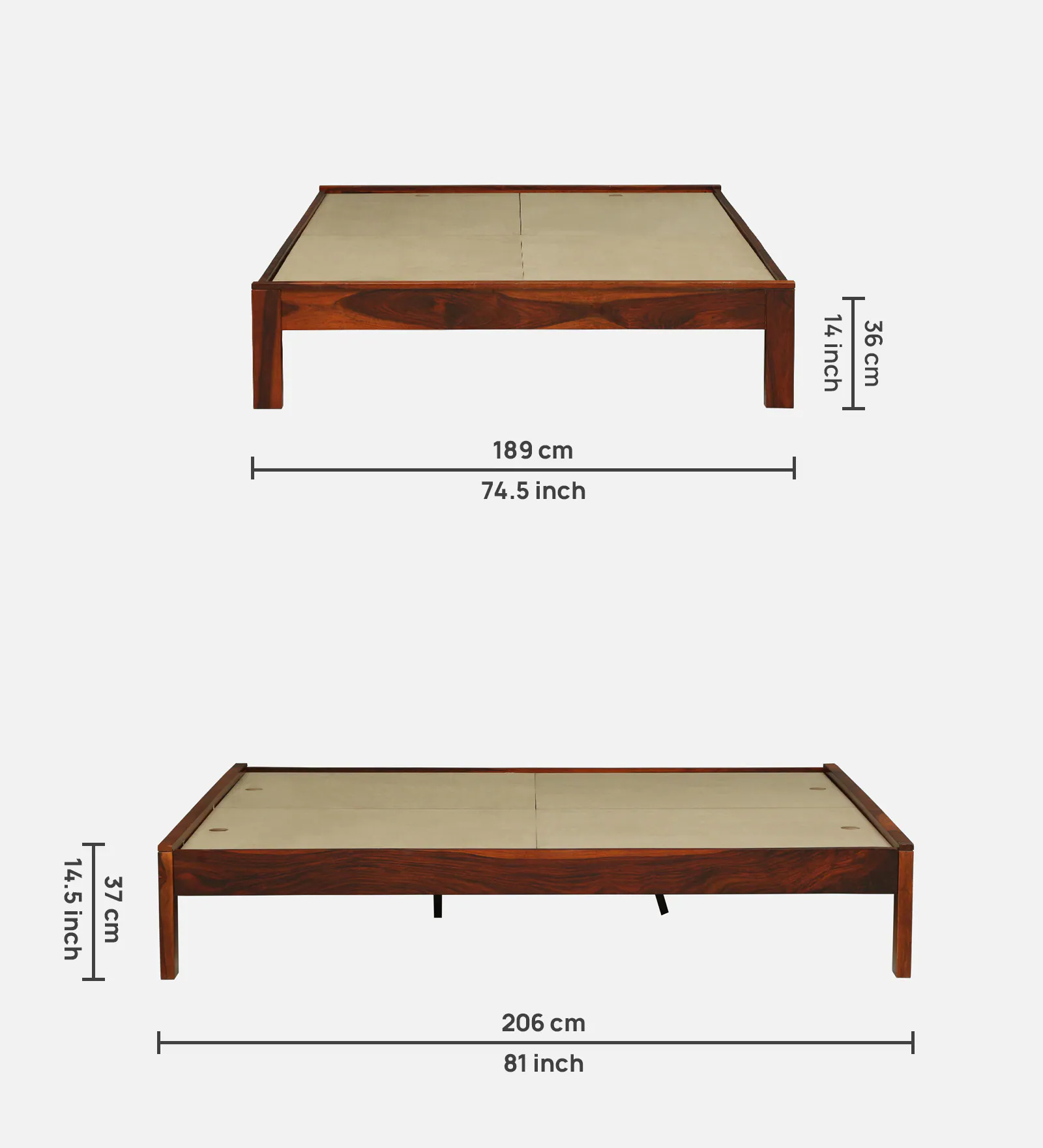 Prestoria Elegant Solid Sheesham Wood Bed with Modern Appeal - Image 3