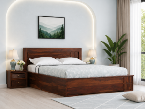 Ravello Premium Sheesham Wood Bed in Honey Oak Finish
