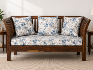 Regal Comfort Sheesham Wood 2 Seater Sofa with Modern Minimal Design