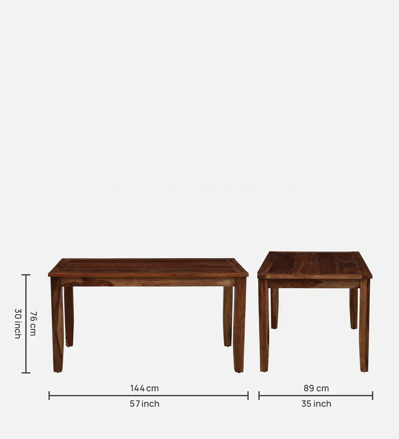 Rivora Handcrafted Solid Sheesham Wood Dining Table - Image 2