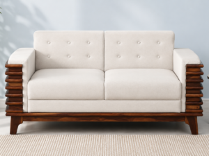 Royal Crest Solid Sheesham Wood 2 Seater Sofa with Plush Cushion Seating