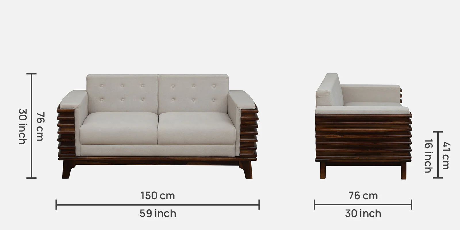 Royal Crest Solid Sheesham Wood 2 Seater Sofa with Plush Cushion Seating - Image 5