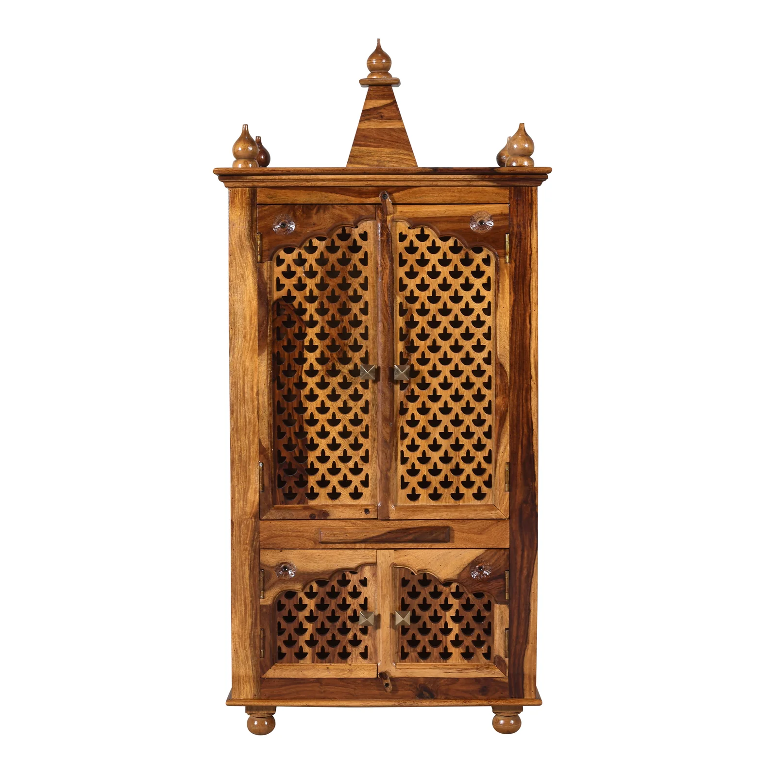 Royal Crown Luxury Wooden Pooja Temple with Elegant Storage Compartments - Image 2