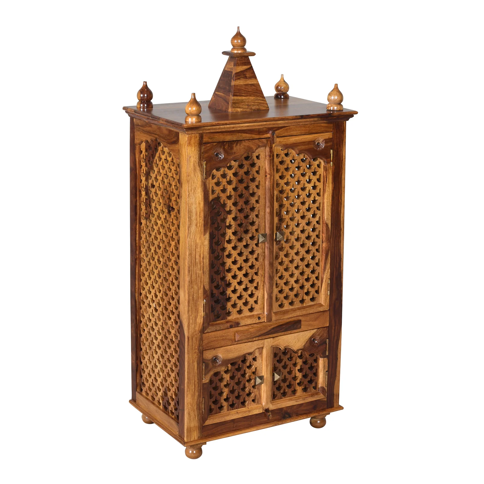 Royal Crown Luxury Wooden Pooja Temple with Elegant Storage Compartments - Image 4