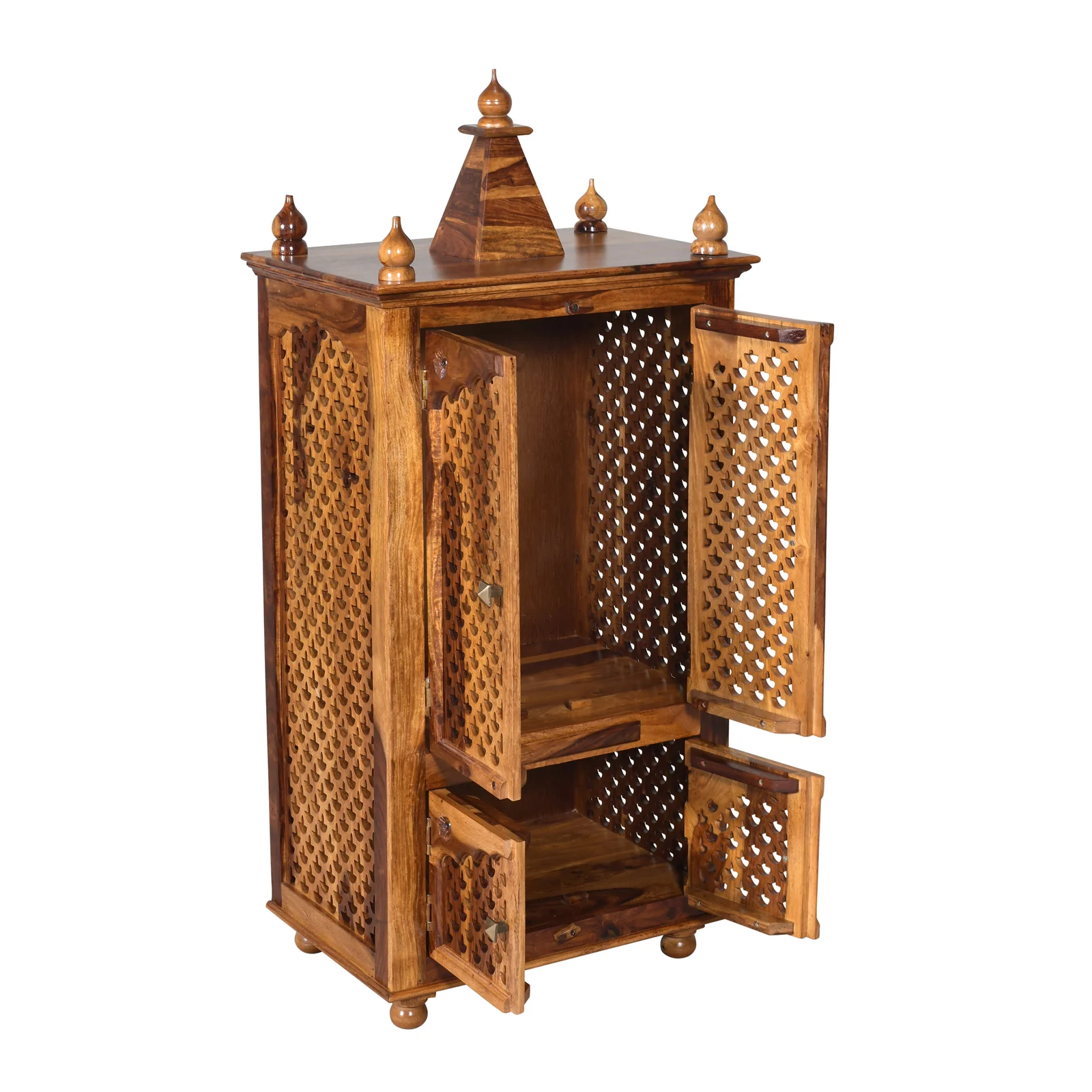 Royal Crown Luxury Wooden Pooja Temple with Elegant Storage Compartments - Image 6
