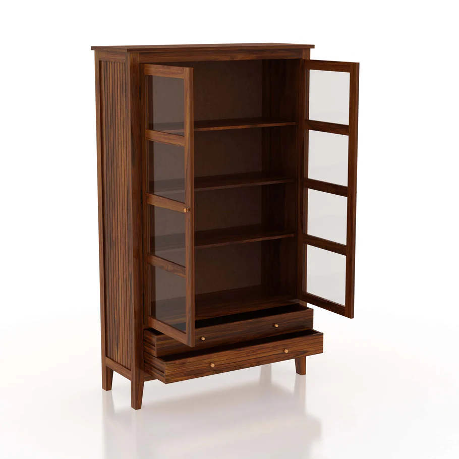 Royal Heritage Solid Sheesham Wood Crockery Unit for Dining Space. - Image 8
