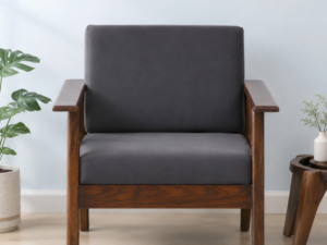 Royal Heritage Solid Wood 1 Seater Sofa with Soft Fabric Upholstery